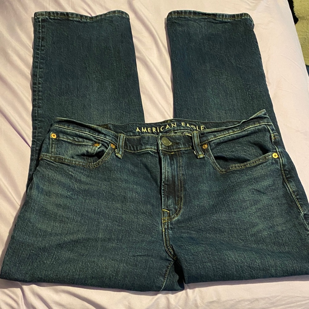 American Eagle Outfitters Men's Dark Blue Straight Jeans